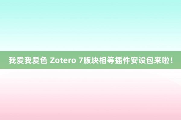   我爱我爱色 Zotero 7版块相等插件安设包来啦！