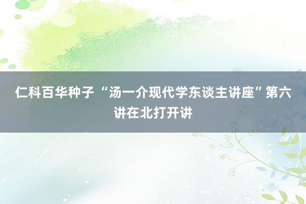   仁科百华种子 “汤一介现代学东谈主讲座”第六讲在北打开讲