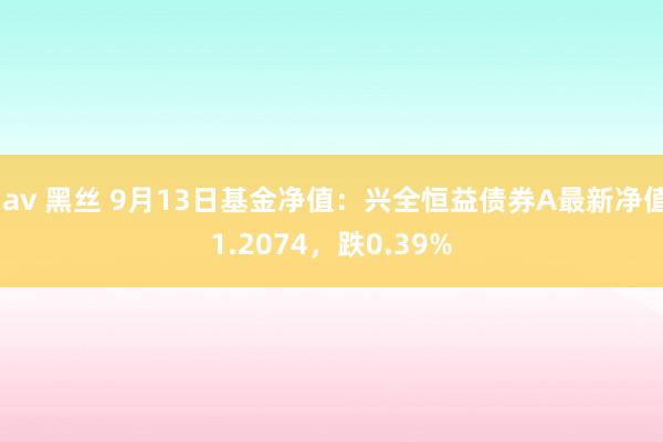 jav 黑丝 9月13日基金净值：兴全恒益债券A最新净值1.2074，跌0.39%