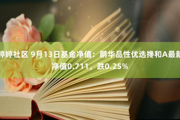   婷婷社区 9月13日基金净值：鹏华品性优选搀和A最新净值0.711，跌0.25%