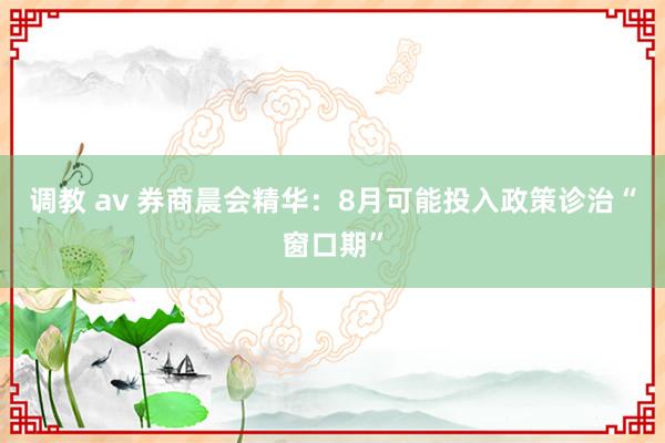   调教 av 券商晨会精华：8月可能投入政策诊治“窗口期”