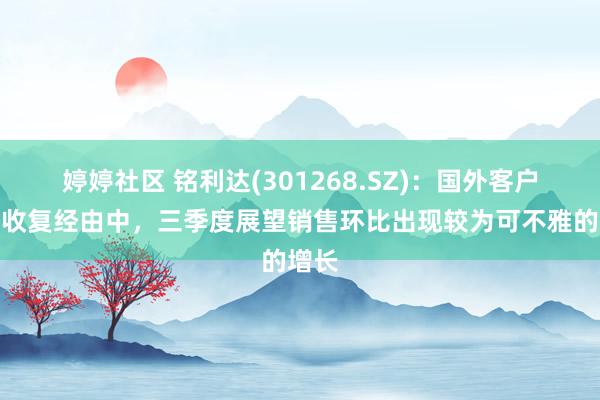   婷婷社区 铭利达(301268.SZ)：国外客户正在收复经由中，三季度展望销售环比出现较为可不雅的增长