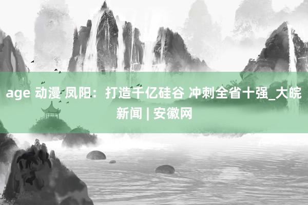   age 动漫 凤阳：打造千亿硅谷 冲刺全省十强_大皖新闻 | 安徽网