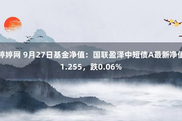   婷婷网 9月27日基金净值：国联盈泽中短债A最新净值1.255，跌0.06%