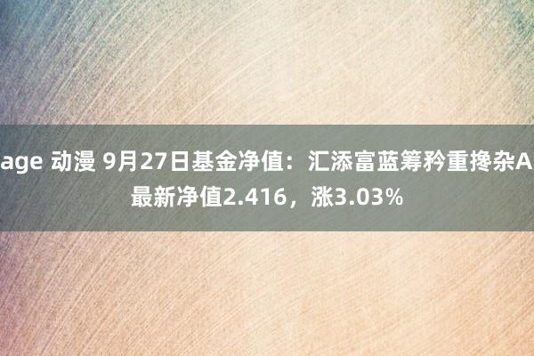   age 动漫 9月27日基金净值：汇添富蓝筹矜重搀杂A最新净值2.416，涨3.03%