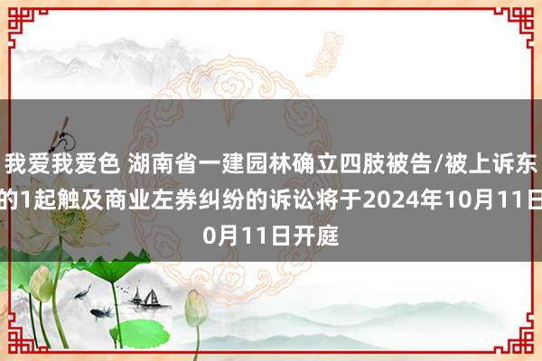   我爱我爱色 湖南省一建园林确立四肢被告/被上诉东谈主的1起触及商业左券纠纷的诉讼将于2024年10月11日开庭