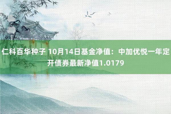   仁科百华种子 10月14日基金净值：中加优悦一年定开债券最新净值1.0179