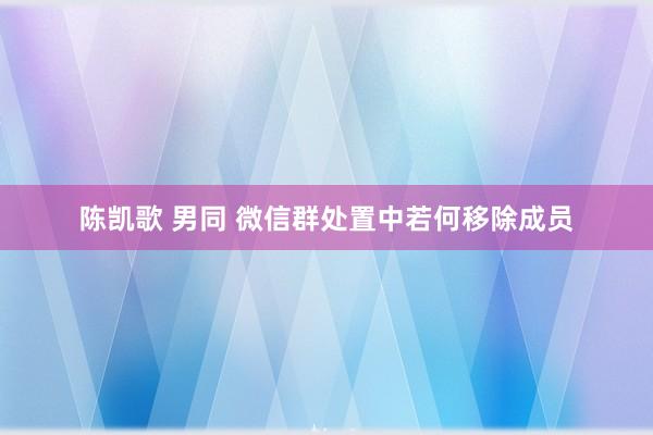   陈凯歌 男同 微信群处置中若何移除成员