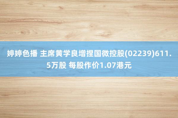 婷婷色播 主席黄学良增捏国微控股(02239)611.5万股 每股作价1.07港元