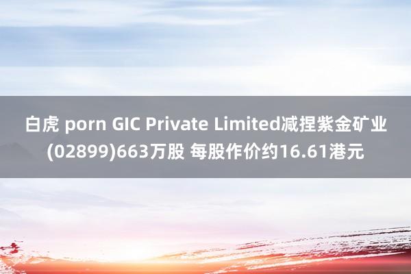 白虎 porn GIC Private Limited减捏紫金矿业(02899)663万股 每股作价约16.61港元