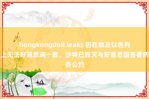 hongkongdoll leaks 因在触及以色列等问题上无法好意思满一致，沙特已毁灭与好意思国签署防务公约