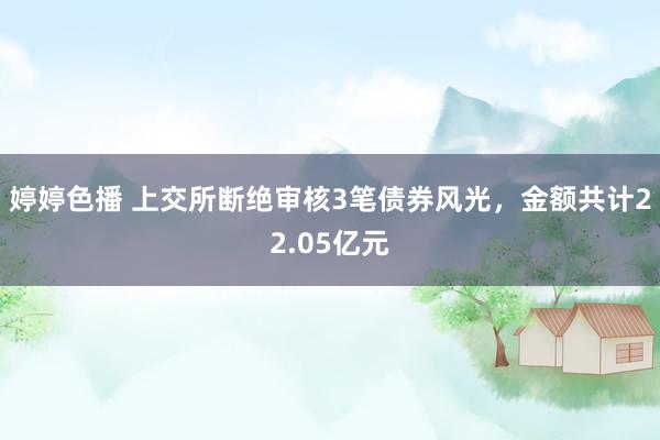 婷婷色播 上交所断绝审核3笔债券风光，金额共计22.05亿元