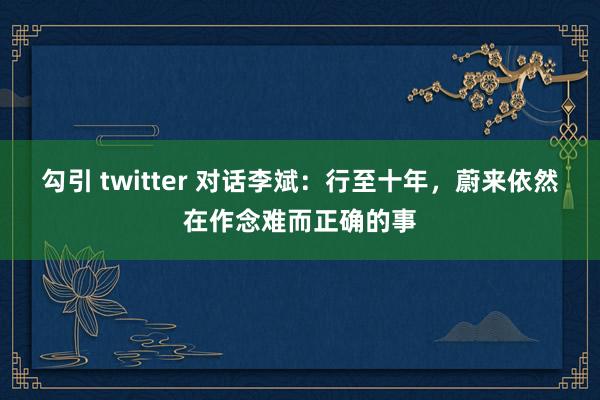 勾引 twitter 对话李斌：行至十年，蔚来依然在作念难而