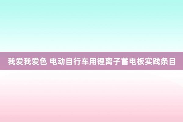 我爱我爱色 电动自行车用锂离子蓄电板实践条目