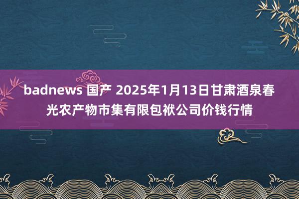 badnews 国产 2025年1月13日甘肃酒泉春光农产物市集有限包袱公司价钱行情