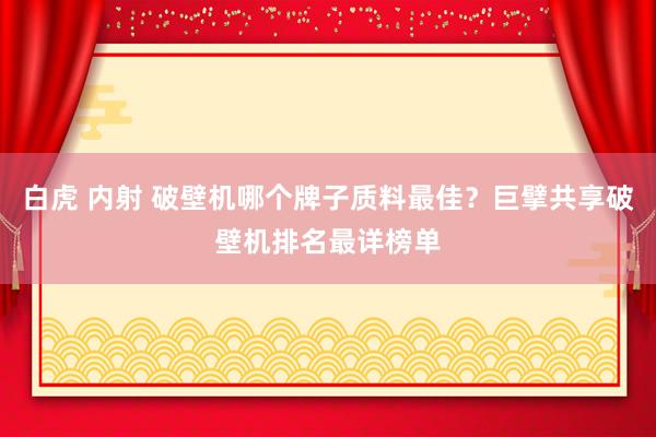 白虎 内射 破壁机哪个牌子质料最佳？巨擘共享破壁机排名最详榜